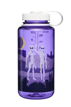 Load image into Gallery viewer, 32oz Wide Mouth Nalgene Bottle - Purple With White Aliens