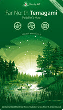 Load image into Gallery viewer, Map cover of Far North Temagami with a scenic illustration of a lake and trees.